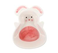 Abaodam Pink Rabbit Shape Ceramic Pet Bowl for Small Pets Safe Hamster Feeding Dish with Smooth Surface Easy Clean Cat and Dog Food Container Durable High Density Material Cute Cartoon