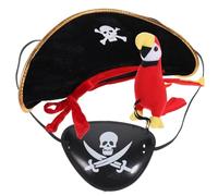 Abaodam Pirate Hat and Eye Patch with Simulated Plush Parrot Accessory for Halloween Cosplay Party Photo Prop Costume for Adults