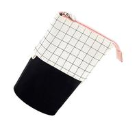 Abaodam Plaid Canvas Pencil Bag, Foldable Adjustable Height Stationery Case | Space-saving Organiser for Pencils and Highlighters, Suitable for Office Workers, Artists, Study Rooms and Desktops