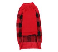 Abaodam Plaid Dog Sweater Winter Warm Knit Pet Clothing for Small to Medium Dogs Soft Stretchy Turtleneck Vest Cozy and Washable Puppy Cat Outfit for Cold Weather Fashionable Red Checkered
