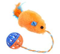 Abaodam Plastic Bell Cat with Plush Mouse and Interactive Ball, Orange Small Kitten Pet for Indoor Play and Chewing, Funny Cat Supply for Training and Entertainment