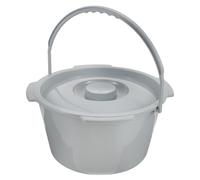 Abaodam Plastic Potty Pot with Lid Portable Toilet for Elderly Stable Reusable Round Shape Flat Base Bedside Commodes for Pregnant and Elder Adults Grey 31X31X15Cm
