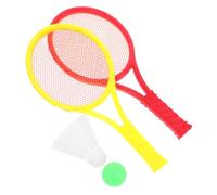 Abaodam Plastic Tennis Racket Set for Parents with Soft Balls Nylon Badminton and Tennis Rackets in Random Red Yellow Green Colors Outdoor Sports for Coordination and Fun Random Color
