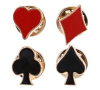 Abaodam Playing Card Brooch 4Pcs Zinc Alloy with Spade Heart Club Diamond Motifs for Jackets Lapel Pins Everyday Fashion Accessories