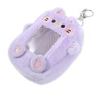 Abaodam Plush Bear Coin Purse with Zipper Secure Closure Cute Keychain Pouch for Teen Multifunctional Card Holder for Ids Earphones Loose Change Purple Charm