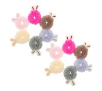 Abaodam Plush Bunny Ear Hair Ties for Kids Girls Fuzzy Elastic Ponytail Holders in Candy Colors Cute Hair Accessories for Toddlers and Children