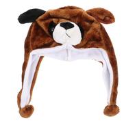 Abaodam Plush Cartoon Dog Hat with Ear Flaps for Soft Warm Head Wrap Cosplay Accessory Brown Animal Costume Hat for Performance and Outdoor Use