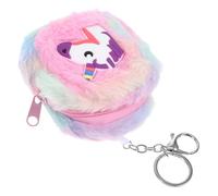 Abaodam Plush Unicorn Coin Purse with Zipper and Keychain Cute Cartoon Bag for Multi-Functional Coin Holder and Card Wallet Soft Money Bag with Protective Closure