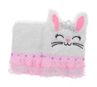 Abaodam Plush White Notebook for Girls, Adorable Rabbit Shaped Daily Use Note Book with Paper Pages, Exquisitely Crafted Mini Journal for Offices and Classrooms