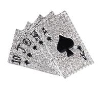 Abaodam Poker Playing Card Brooch Pin with Rhinestones, Alloy Lapel Pin for Men and Women, Silver Hip Hop Style Dress Collar Clip Suitable for Sweaters, Scarves, and Cardigans