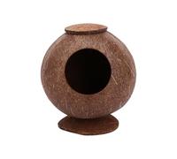 Abaodam Polished Coconut Shell Pet Nest for Squirrels and Hamsters, Beautifully Crafted Natural Bird and Small Animal House with Base, Suitable for Summer and Winter Use