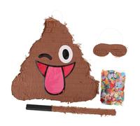 Abaodam Poop Emoticon Pinata with Stick and Blindfold for Birthday Party Games Funny Prank Candy Smash Interactive Hanging Decoration for Indoor Outdoor Celebrations Random Color