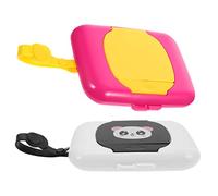 Abaodam Portable Baby Wipes Dispenser Box, 2pcs Small Wet Tissue Holder Storage Containers for Outdoor Travel and Infant Care, Purple Black Portable Wipe Holder Random Style