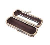 Abaodam Portable Bling Makeup Lipstick Box Lipstick Storage Organizer Luxury Rhinestone Alloy Sturdy with Mirror for Beauty Lovers Ladies Daily Use Travel