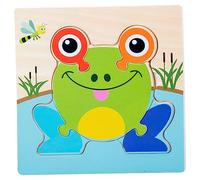 Abaodam Portable Boys and Girls' Puzzle Set 5pcs Wooden Jigsaw Puzzles Animal Themes Bee Frog Goldfish Fish Elephant Toy for Family
