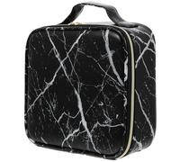 Abaodam Portable Compartment Makeup Case with Marbling Pattern Design, Pu and Nylon Material, Enough Capacity for Lip Gloss and Nail Polish, Travel Toiletry Bag for Well-Organized Makeup