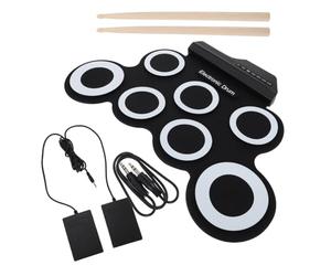 Abaodam Portable Electric Drum Kit Real Drumming Experience with USB Charging, Silicone Material Professional Demonstration Song, for Beginners and Boys and Girls, for Family