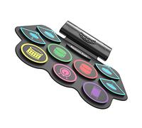 Abaodam Portable Electronic Drum Set Rechargeable Practice Drum Pad Dual Speakers for Boys and Girls