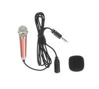 Abaodam Portable Mini Singing Microphone for Phone with Sponge Cover, Stainless Steel Small Recording Mic for Children and Laptop Use, Gold Color, 1 Set