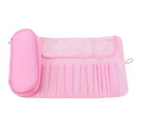 Abaodam Portable Multi-Functional Makeup Brush Organizer and Cosmetic Brush Case in Pink Cloth, for Travel and Graduation Time or Back to School Party, Compact Folding Travel Makeup Bag