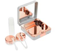 Abaodam Portable Rose Gold Marble Pattern Eyewear Case with Mirror, Small Lens Storage Box for Travel and Daily Use