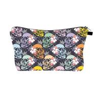 Abaodam Portable Skull Cosmetic Bag for Women Makeup Storage Pouch, Lightweight Polyester Material with Unique Printed Pattern, Compact Design for Camping and Gym Use