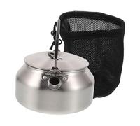 Abaodam Portable Stainless Steel Camping Kettle for Gas Stove Outdoor Travel Lightweight Whistling Teapot with Ergonomic Handle Quick Boiling for Hiking Fishing Picnic