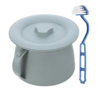 Abaodam Portable Toilet Potty with Lid and Cleaning Brush 1.5L Lightweight Plastic Urinal for Elderly Bedside Use in Light Green