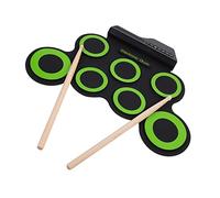 Abaodam Practice Drum Electric Drum Kit for Boys and Girls Compact Portable Silicone Folding Set Accompaniment Green