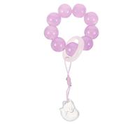 Abaodam Prayer Beaded Finger Ring with Fox Charm, Purple Rosary Beads Bracelet for Women, Traditional Hanfu Style Hand-twisted Jewelry for Meditation and Daily Wear