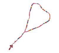 Abaodam Prayer Beads Neck Chain Cross Pendant Rosary Necklace Chic Wooden Accessory Unique Design for Daily Shopping and Parties