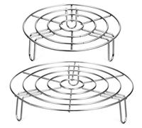 Abaodam Pressure Cooker Steam Rack 2 Pcs Stainless Steel, Round 4.5Cm Low Leg Steaming Trivet Compatible Air Fryer and Pot for Household Use