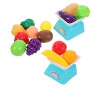 Abaodam Pretend Cooking Kitchen Set with Mini Weighing Scale Realistic Fake Fruits Mini Vegetables for Educational Role Play Accessories for Cognitive Development and Social Skills