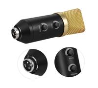 Abaodam Professional Condenser Microphone with Stand Rack and Reverberation Echo Function for Podcasting Broadcasting and Studio Recording (golden)