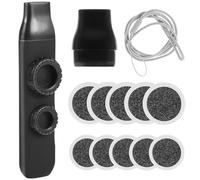 Abaodam Professional Dual-Hole Black Kazoo Musical Instrument with Replacement Membranes, Lanyard, and 10 Membranes for Parties and Adult Music Enthusiasts