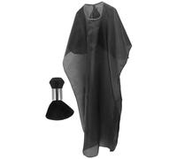 Abaodam Professional Hair Cutting Cape for Barber Accessories Set with Neck Duster Brush, Long Enough Fabric Hairdressing Apron Suitable for Cutting and Salon Project, Black