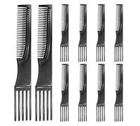 Abaodam Professional Hair Styling Picks Plastic Comb Set 10 Pieces Five-Pronged Design for Hair Salon Detangling