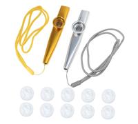 Abaodam Professional Metal Kazoo with Flute Membranes Gold and Silver Small Kazoo Instruments with Lanyards Play Musical for Guitar Partners and Music Lovers