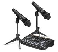 Abaodam Professional Podcast Equipment Bundle Dual Microphones with Live Sound Card Dj Mixer Voice Changer for PC Phone Streaming Gaming Recording