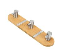 Abaodam Punch Free Door Mounted Hooks with Bamboo Wood and Stainless Steel, Space Saving Wall Mounted Coat Hanger Hooks for Clothes and Umbrellas, Bearing Capacity 3kg, for Back of The