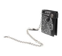 Abaodam Punk Leather Wallet with Chain, Gothic Skeleton Rose Design, Multi-Layer Anti-Theft Bifold Purse, Stylish Unisex Wallet for Clothing Fashion Matching and Travel