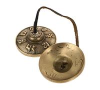 Abaodam Pure Copper Yoga Meditation Cymbal Bell with Six-syllable Chant Engraving, Handcrafted Finger Cymbals for Mindfulness and Religious Ceremony, Small Acoustic Chime Instrument