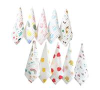 Abaodam Pure Cotton Baby Face Washcloth and Drool Bib Set for Newborns, 6-Layer Bubble Gauze, 30x30cm Soft Absorbent Towels for Sensitive Skin, 10pcs Mixed Colors Suitable for Daily Baby Care