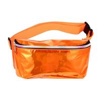 Abaodam PVC Iridescent Waist Bag for Women Chest Sling Bag with Zipper Lightweight Fanny Pack for Travel and Outdoor Sports Orange Holographic