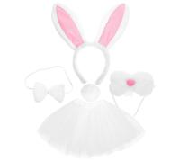 Abaodam Rabbit Ear Headband for Easter Girls Costume Props Tutu Skirt Bowtie Animal Dress up Props for Party