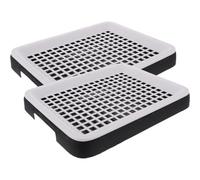 Abaodam Rabbit Potty Trainer with Detachable Grid - Black PP Plastic Litter Box for Hamsters and Squirrels - Double-Layer Design, 2 Pieces