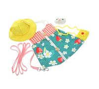 Abaodam Rabbit Pulling Strap and Pet Bunny Clothing Set, Small Size Harness Vest Pulling Rope, Green Floral Print, Suitable for Outdoor Use Rabbits Random Color