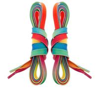 Abaodam Rainbow Gradient Flat Waxed Shoelaces for Ice Skates 108 Inch | Polyester Weave, Wear Resistant Secure Fit, Suitable for Sneakers and Hockey Supplies