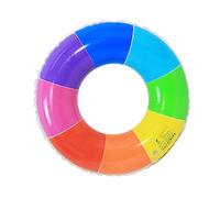 Abaodam Rainbow Inflatable Swimming Ring Float Seat Safety Aid for Adults Design for Pool Beach Lake Use Easy Inflate Deflate Adorable Floaties