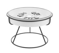 Abaodam Raised Ceramic Cat and Dog Slow Feeder Bowl Ergonomic Elevated Dish for Comfortable Eating Posture for Small Pets and Indoor Use Black Design Stand